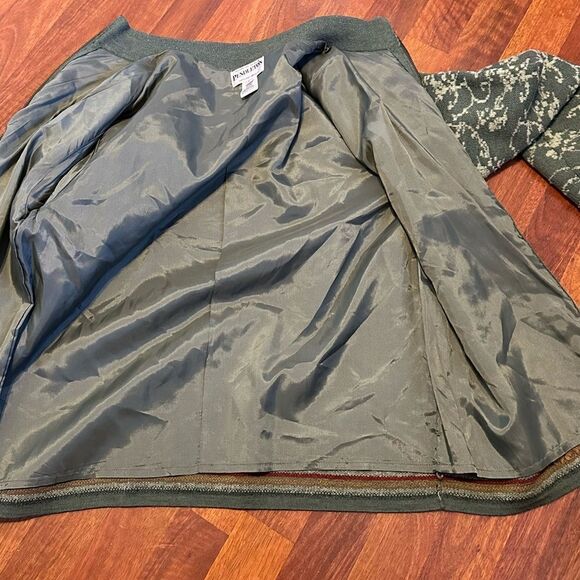 PENDLETON LARGE Wool Embroidered Zip Front Sweater Jacket Green Floral VINTAGE - Picture 8 of 11